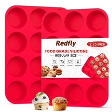 2Pcs 12-Cup Silicone Muffin Pans, BPA Free