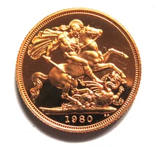 Great Britain. 1980 Sovereign..  Queen Elizabeth 11.  Proof - In Royal Mint Case