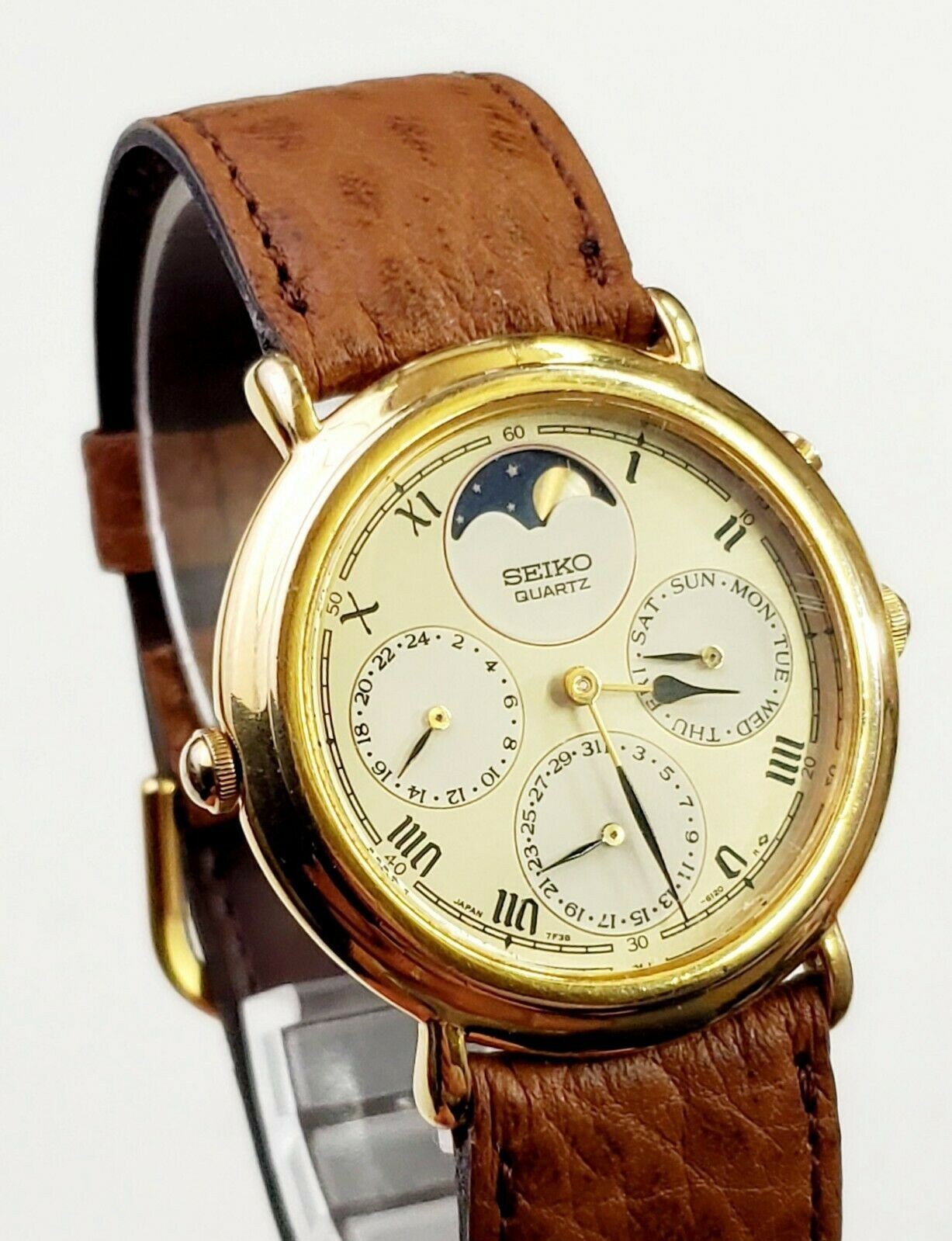 Seiko Multi-function Moonphase Quartz 7F38-6140 - image 5