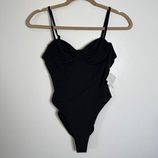 Mara Hoffman Black Bustier One Piece Swimsuit Monokini Corset Style