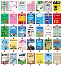 BIRTHDAY INVITATIONS KIDS PARTY INVITES BOYS GIRLS BATMAN FROZEN BARBIE MOANA