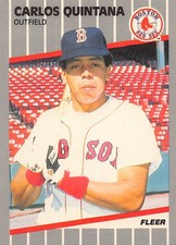 Carlos Quintana 1989 Fleer 95 Boston Red Sox Rookie BASEBALL Card. rookie card picture