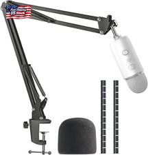 Blue Yeti Microphone Boom Arm Stand with Yeti Microphone Pop Filter, Compatible