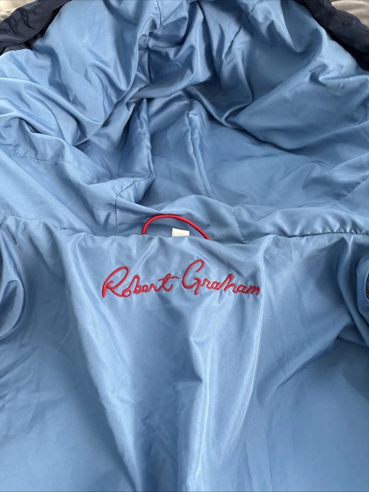 Chaqueta de bombardero acolchada para hombre Robert Graham azul marino repelente al agua XXL Foto 3 de 4