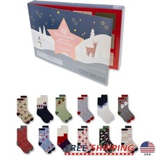 2023 Holiday Advent Calendar 12 Days of Socks Gift Women Crew Sock Set New