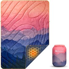 Camping Blanket with Aero-Warmth Tech Layer, Puffy Printed Packable Blanket U...