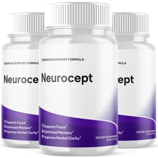 (3 Pack) Neurocept Nootropic All Natural Formula Brain Supplement 180 Capsules