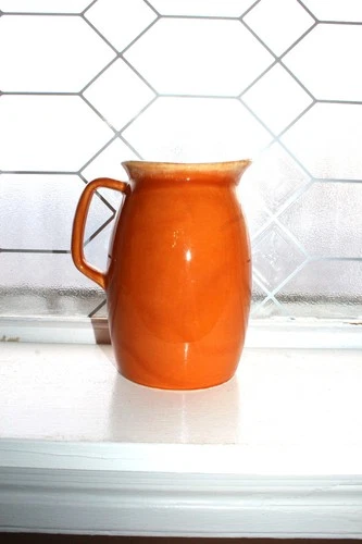 Vintage Hull Pottery Orange Drip Pitcher Oven Proof