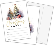 Christmas Party Invitations with Envelopes(25-Pack), 4"X6" Double-Sided Fill-In
