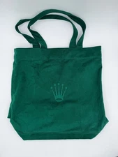 Authentic Rolex Watch Canvas Tote Bag Emerald Green VIP Gift Embroidered Crown