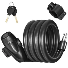 Heavy Duty Bike Cable Lock w/ Keys 1/2in Thick Anti Theft Scooter Lock 4ft Long