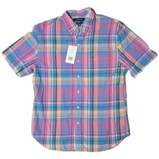 Crown Ivy Classic Fit Men's Short Sleeve Plaid Button Down Shirt Size M(Z)