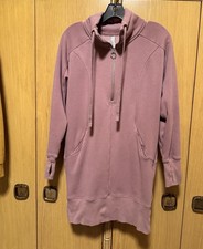 ATHLETA Cozy Karma 1/4 Zip Sweatshirt Dress XS Dogwood Mauve Fleece Lined