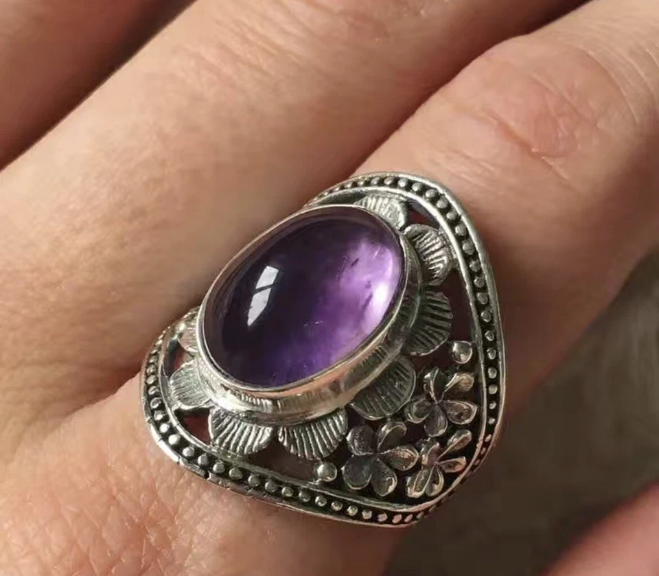 ПРОДАВЕЦ ИЗ США красивое кольцо-печатка с имитацией аметиста фиолетового цвета размер 8 - Изображение 2 из 4