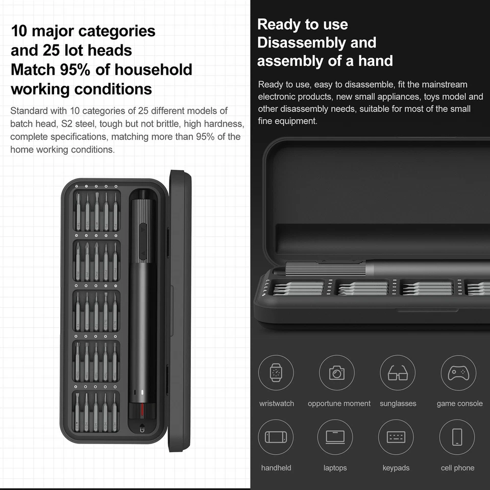 Electric Screwdriver Set with Case Portable Screwdriver with 25 Magnetic Bits - Image 4 of 4