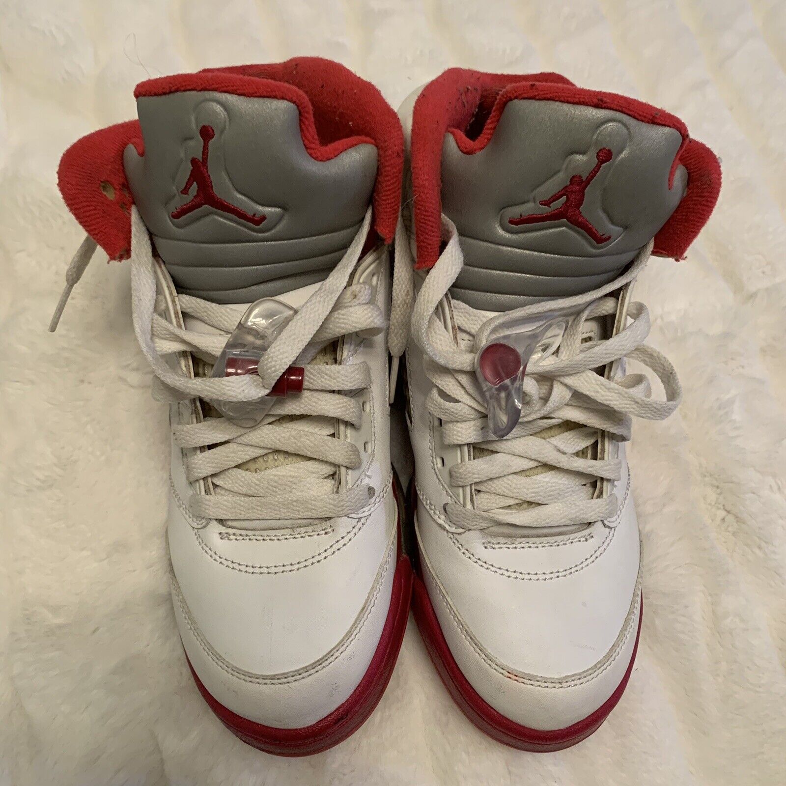 2011 Nike Air Jordan 5 V Retro White Red SZ 6Y ( 440892-101 ) Nice Shoes