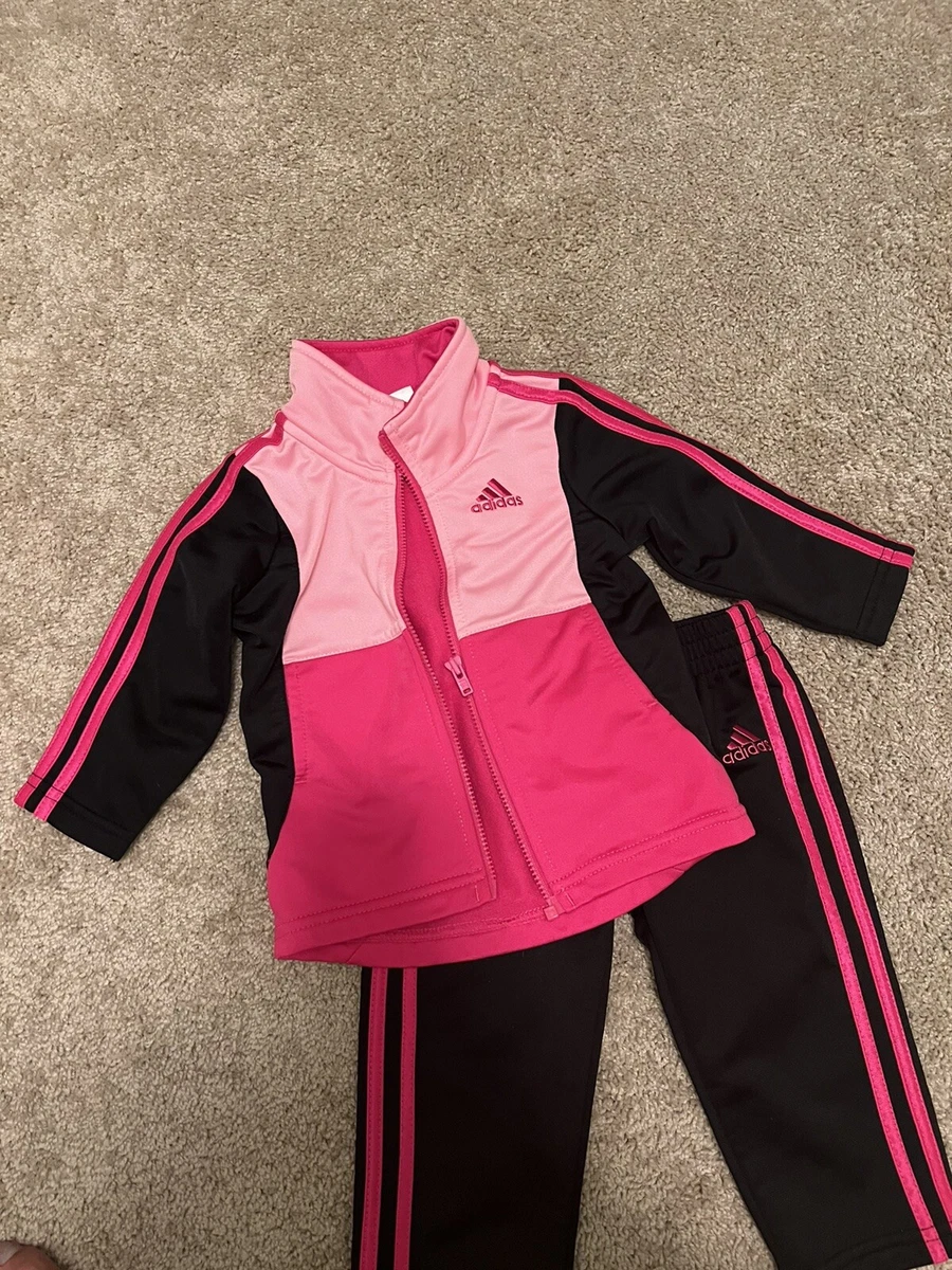 Pink adidas jogging suit hot sale