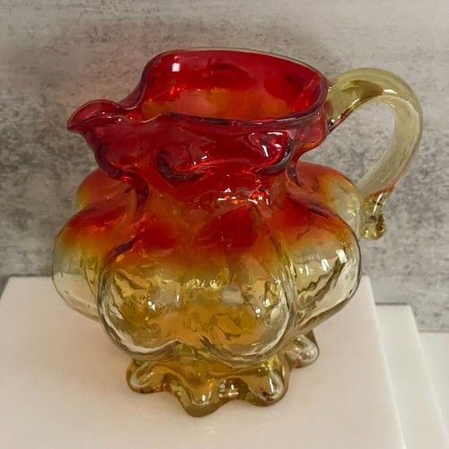 Vintage Original Label Kanawha Art Glass Amberina Footed Pitcher W. Virginia 4" - Picture 4 of 10