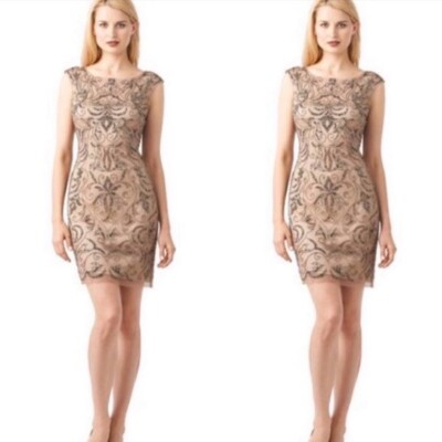 Adrianna Papell Nude Sequin Beaded Short Body Con Formal Cocktail Dress | eBay Adrianna Papell Nude Sequin Beaded Short Body Con Formal Cocktail Dress | eBay