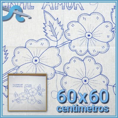 Flores - Manta 60x60 | Cojin en Manta para Bordar | Servilleta para Bordar en Ma