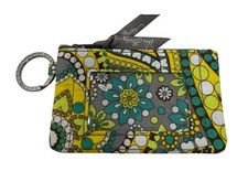 Vera Bradley Zip Up ID  Coin Purse with Key Ring Lemon Parfait 2013 Retired