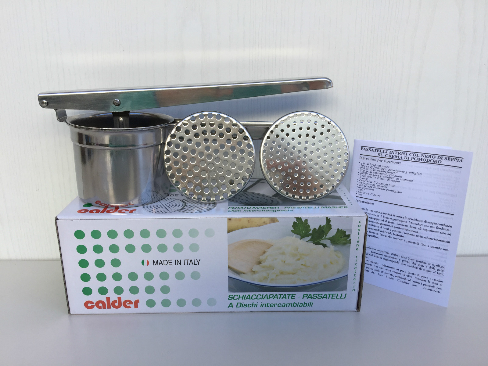 Potato Masher Pasta Maker 2 Interchangeable Steel Discs