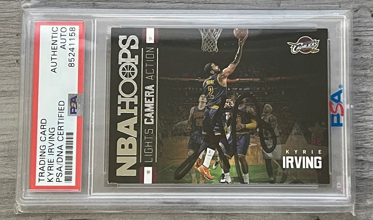Kyrie Irving Autographed Signed Cleveland Cavaliers 2015 NBA Hoops Lights Camera Action #23 Card PSA DNA AUTO 