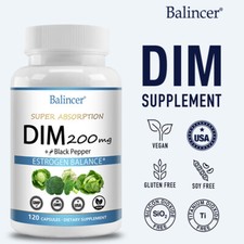 DIM Diindolylmethane 200 mg with BioPerine, Estrogen Balance, 30-120 Tablets