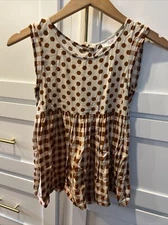 Matilda Jane 10 top sleeveless fall brown white
