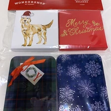 Christmas Gift Card Tin Holders Money  Holiday Gift Box 4 Count