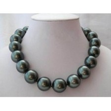 8/10/12/14/16/18/20mm Black South Sea Shell Pearl Round Beads Necklace 18''