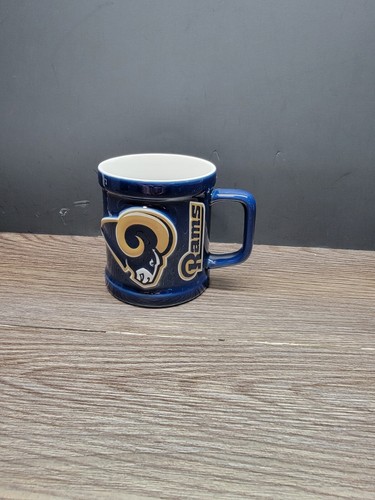 NFL Football LA Rams St Louis Cup But Mug Drink ware Blue Raised Logo - Picture 5 of 7