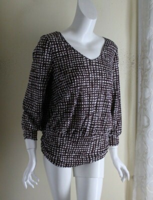 Pendleton Größe 1X XL Brown Weiß Gitter Lux Art-To-Wear Netz 3/4 Strick Hemd