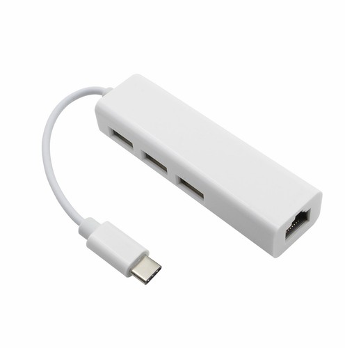USB 3.1 Type C with 3 USB HUB to RJ45 Ethernet LAN Network Adapter For MacBook - Picture 3 of 3