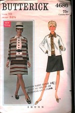 4686 Vintage Butterick SEWING Pattern Misses 1960s Semi Fitted A line Dress 10