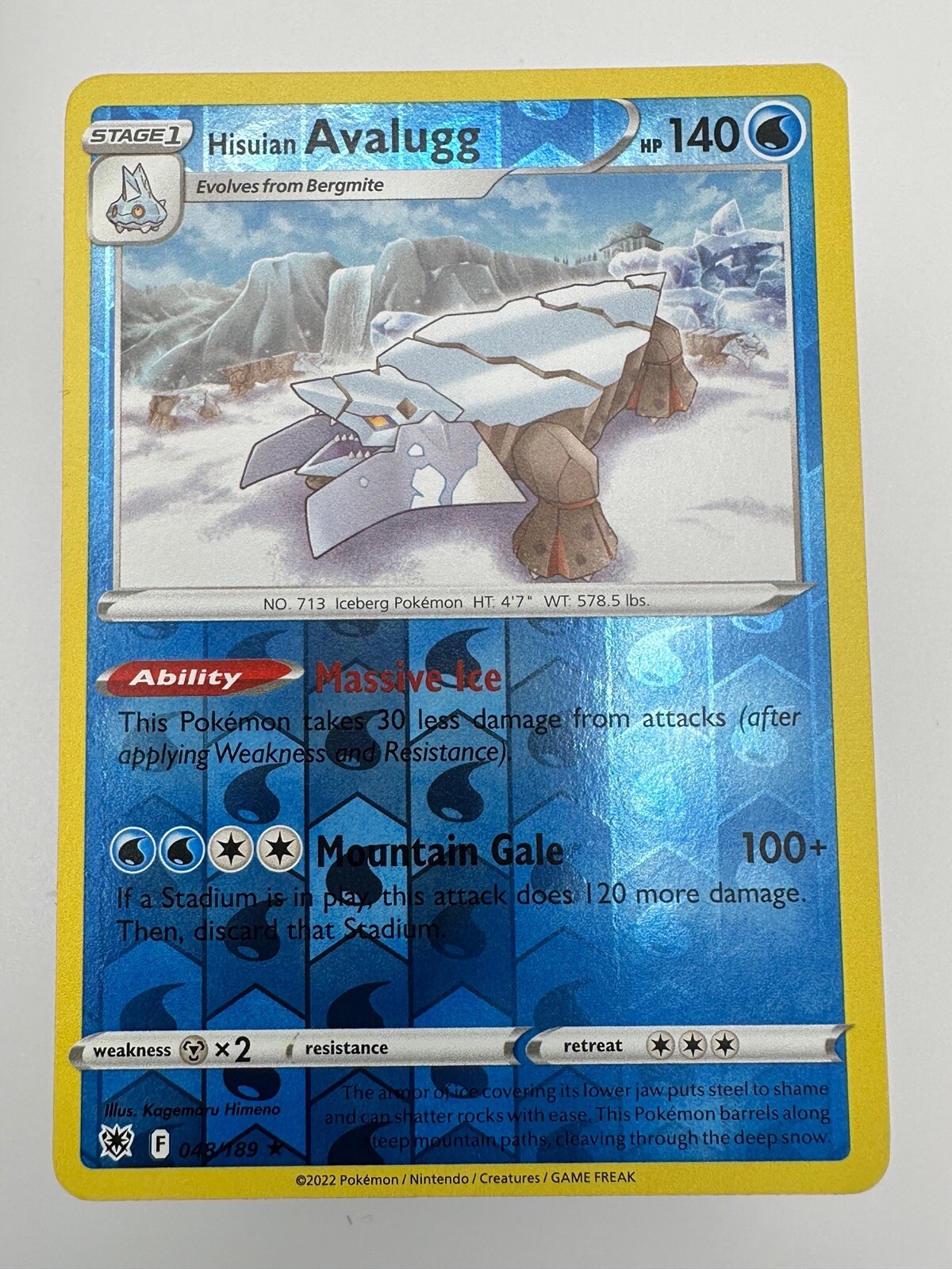 Pokemon TCG Card Astral Radiance Hisuian Avalugg 048/189 Reverse Holo