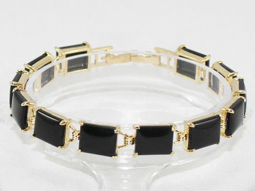 Brazalete Brazalete Original Ojo de Tigre Turquesa Negro Ágata 18KGP Cierre Foto 3 de 3