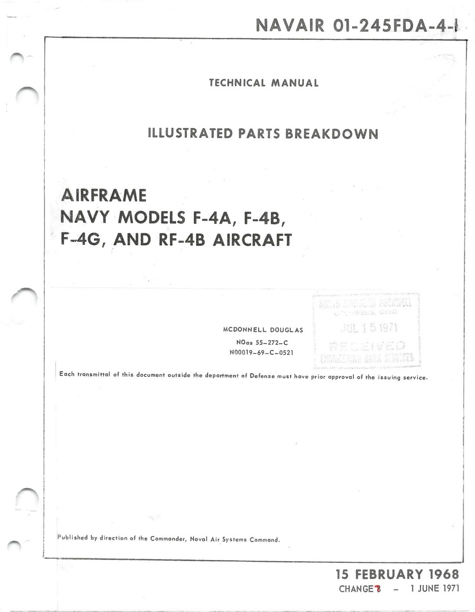 F-4A, F-4B, F-4G, RF-4B Phantom II 1971 Parts Catalog Flight