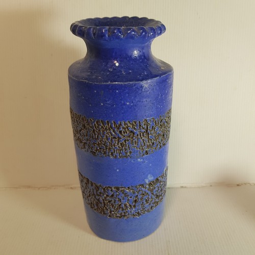 Vintage Pottery Vase Blue & Black Signed Andre To Base MCM - Picture 2 of 10