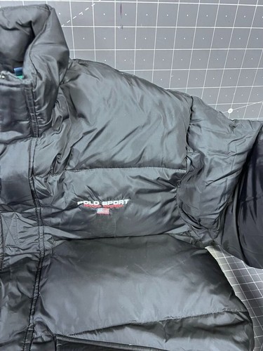 Polo Sport Ralph Lauren Men's XL Black/Green Down Puffer Jacket Parka Vintage ~~ - Picture 2 of 13