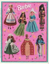 Vtg Hallmark Stickers Barbie Around The World International 1996 NEW