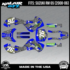 Graphics Kit for Suzuki RM65 RM 65 (2000-2006) Lunatic Series - Blue