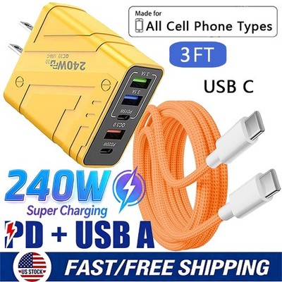 240W Super Fast Charging Block USB C Wall Charger For iPhone 17e 16 15 ProMax 14