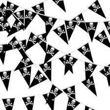 132 Ft 80 Pcs Halloween Pirate Banner Flag Paty Decorations Pirate Skull Flags
