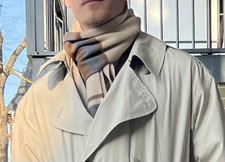 HUGO BOSS Schal Beige Braun Blau – 100% Lammwolle – Unisex Top Zustand