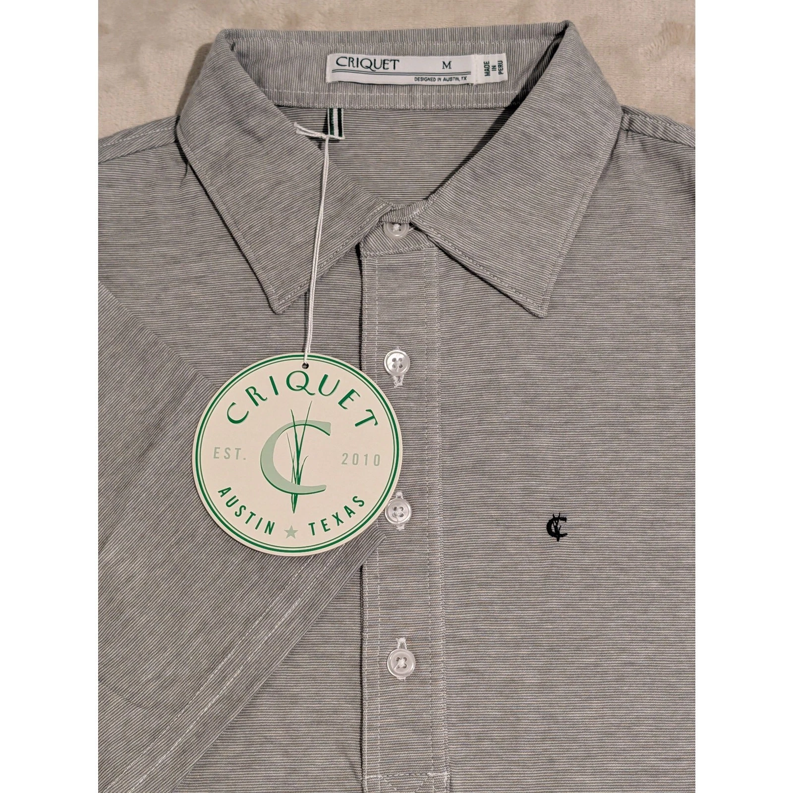 Criquet Men’s Players Polo Shirt Gray Heathered Medium Organic Cotton Golf NWT
Opens in a new window