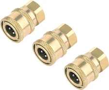 3 Pack Pressure Washer Coupler Brass Fittings 1/4 Inch Quick Connect To Female N
