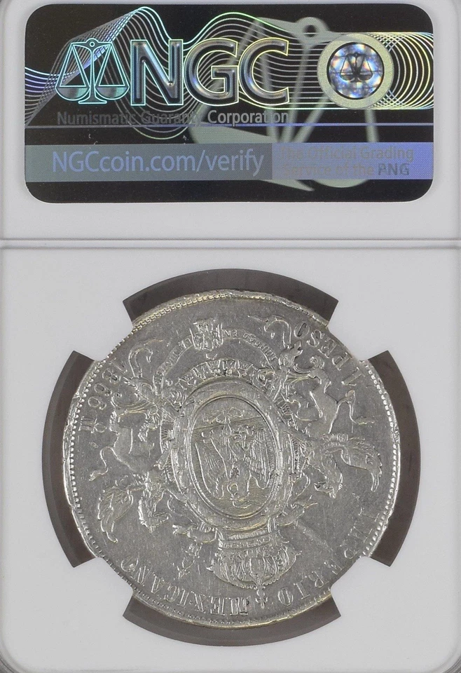 MONEDA DE PLATA MAXIMILIANO PESO MÉXICO 1866, DETALLE NGC Foto 3 de 3