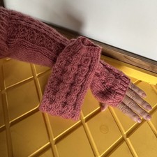 Women Long Fingerless Gloves Arm Hand Warmer Knitted Mittens Winter Y42F
