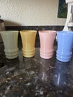 Vintage Anchor Hocking Rainbow Juice Cups Pastel Pink yellow green blue Lot of 4